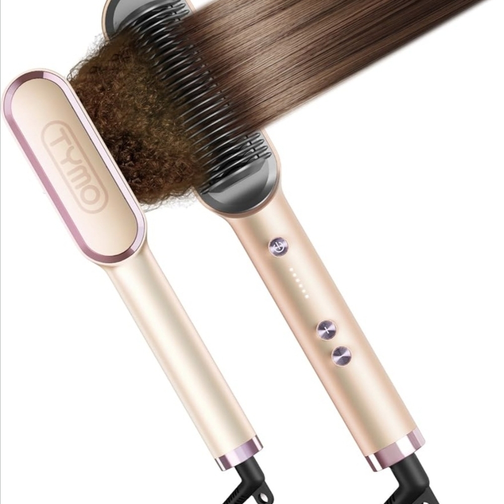 TYMO Hair Straightening Brush - Gold and Pink
